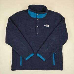 The North Face Men Gorpcore Snap Fleece Pullover Navy Teal Outdoor XL